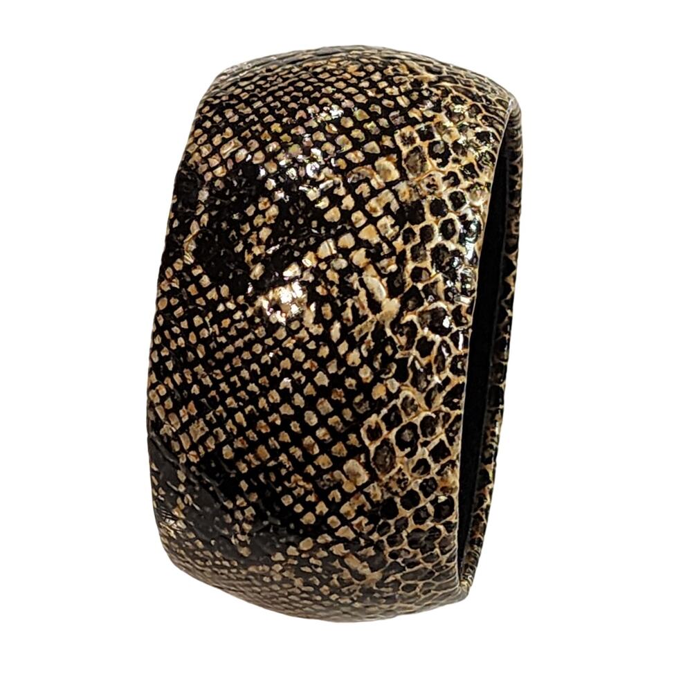 Womens Python Snake Print Wide Cuff Bangle Statem… - image 3